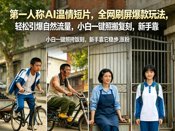 第一人称AI温情短片，全网刷屏爆款玩法，轻松引爆自然流量，小白一键照搬复刻，新手靠它稳步涨粉-瀚洪创业网