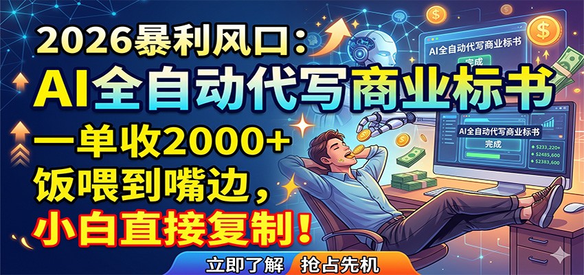AI全自动代写商业标书，一单收2000+，饭喂到嘴边，小白直接复制-瀚洪创业网