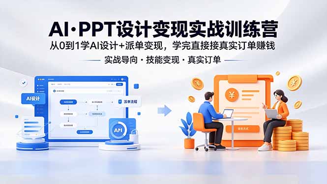 AI·PPT设计变现实战训练营，从0到1学AI设计+派单变现，学完直接接真实订单赚钱-瀚洪创业网