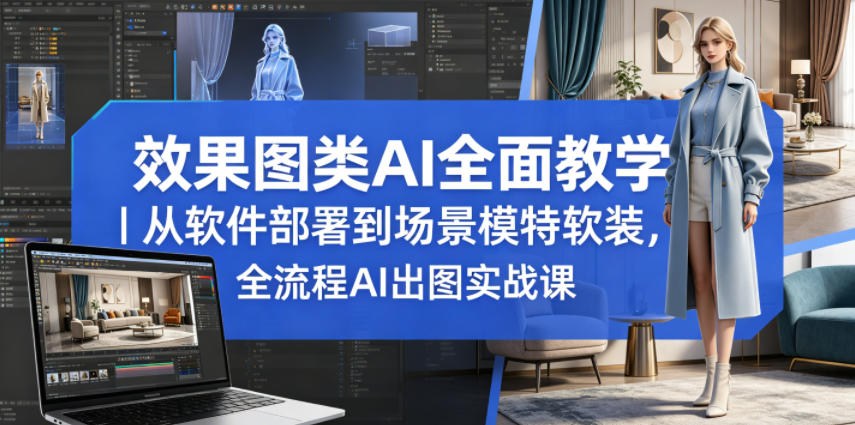 效果图类AI全面教学｜从软件部署到场景模特软装，全流程AI出图实战课-瀚洪创业网