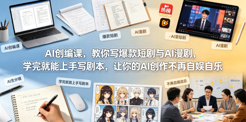 AI创编课，教你写爆款短剧与AI漫剧，学完就能上手写剧本，让你的AI创作不再自娱自乐-瀚洪创业网