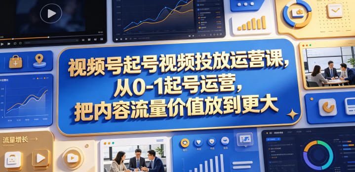 视频号起号视频投放运营课，从0-1起号运营，把内容流量价值放到更大-瀚洪创业网