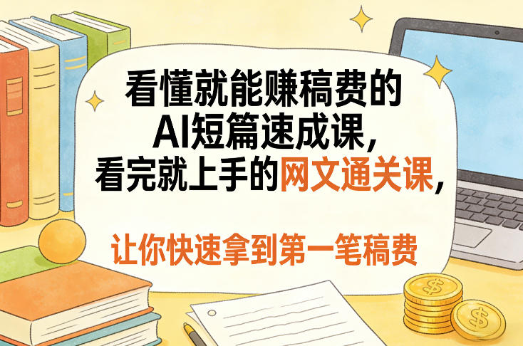 看懂就能賺稿费的AI短篇速成课，看完就上手的网文通关课，让你快速拿到第一笔稿费(更新5月)-瀚洪创业网