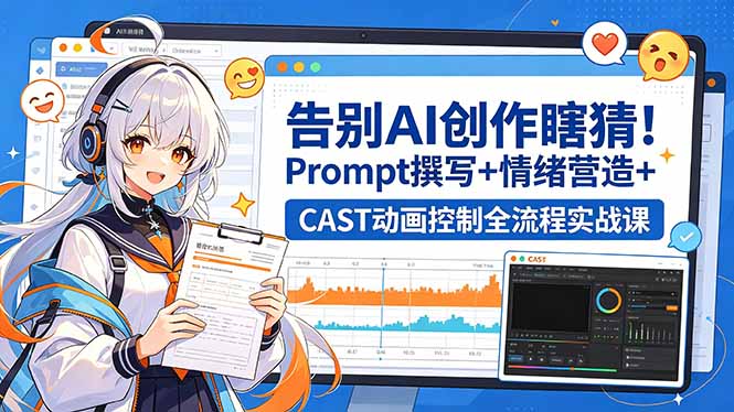 告别AI创作瞎猜！Prompt撰写+情绪营造+CAST动画控制全流程实战课-瀚洪创业网