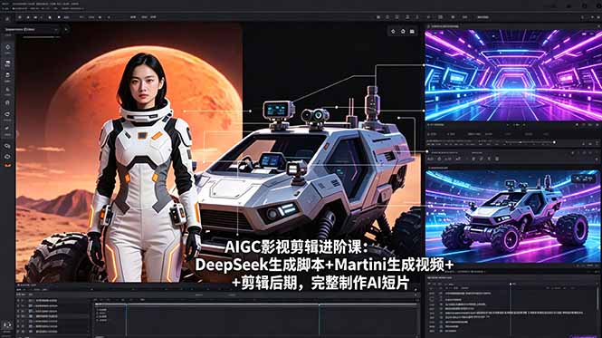 AIGC影视剪辑进阶课：DeepSeek生成脚本+Martini生成视频+剪辑后期，完整制作AI短片-瀚洪创业网