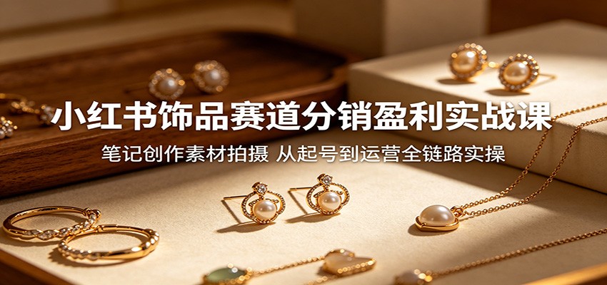 小红书饰品赛道分销盈利实战课：笔记创作素材拍摄，从起号到运营全链路实操-瀚洪创业网