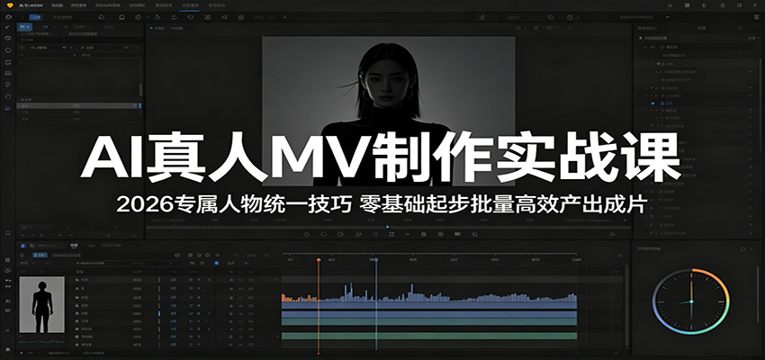 AI真人MV制作实战课：2026专属人物统一技巧，零基础起步批量高效产出成片-瀚洪创业网
