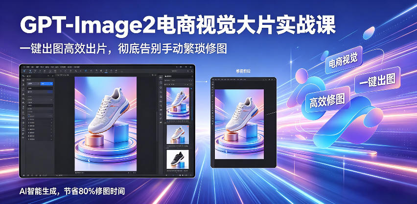 GPT-Image2电商视觉大片实战课，一键出图高效出片，彻底告别手动繁琐修图-瀚洪创业网