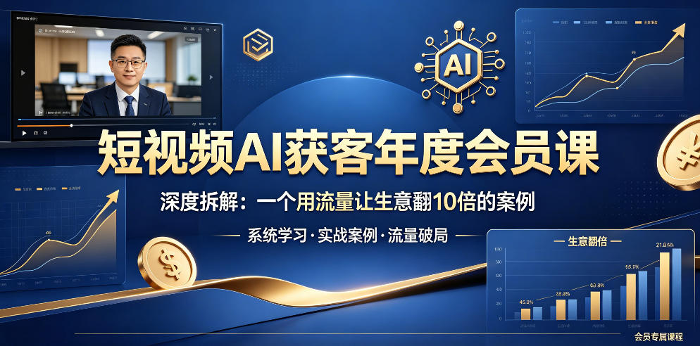 短视频AI获客年度会员课，深度拆解，一个用流量让生意翻10倍的案例-瀚洪创业网
