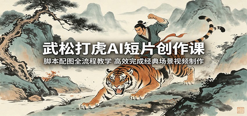 武松打虎AI短片创作课：脚本配图全流程教学，高效完成经典场景视频制作-瀚洪创业网