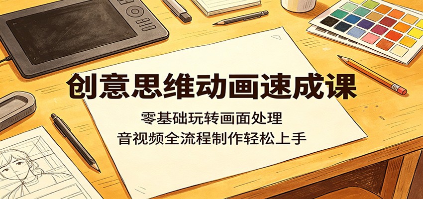 创意思维动画速成课：零基础玩转画面处理，音视频全流程制作轻松上手-瀚洪创业网