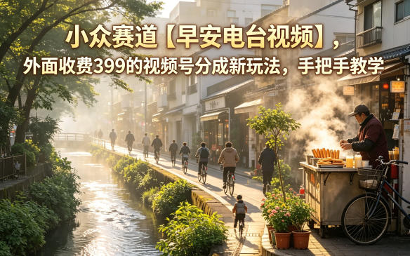 小众赛道【早安电台视频】，外面收费399的视频号分成新玩法，手把手教学-瀚洪创业网
