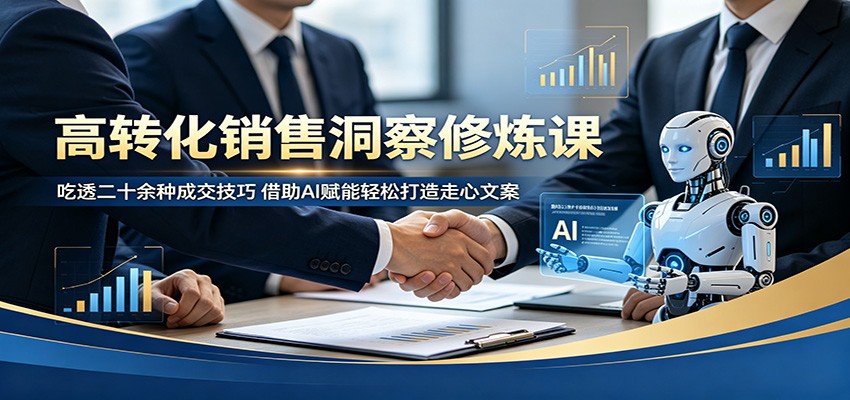 高转化销售洞察修炼课：吃透二十余种成交技巧，借助AI赋能轻松打造走心文案-瀚洪创业网