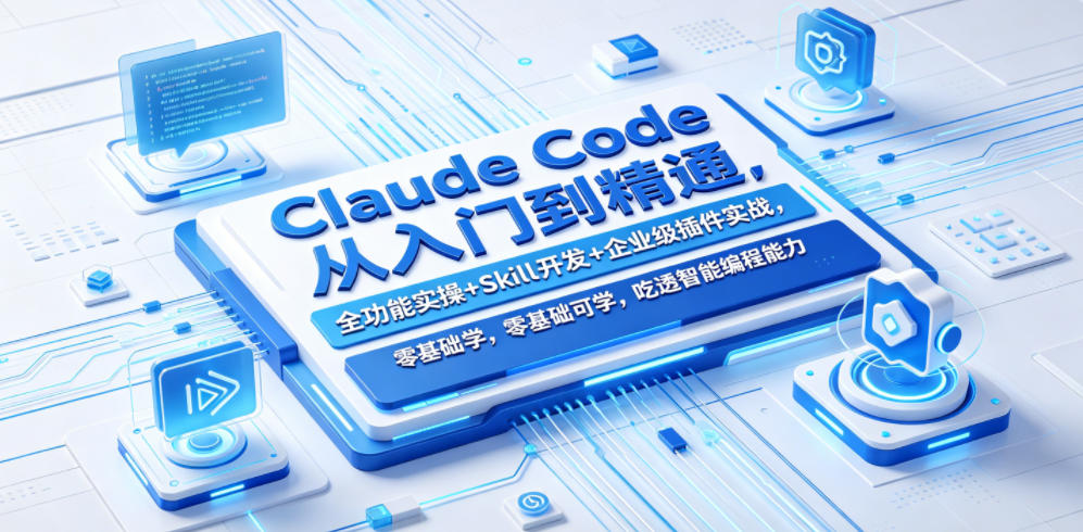 Claude Code从入门到精通，全功能实操+Skill开发+企业级插件实战，零基础可学，吃透智能编程全能力-瀚洪创业网