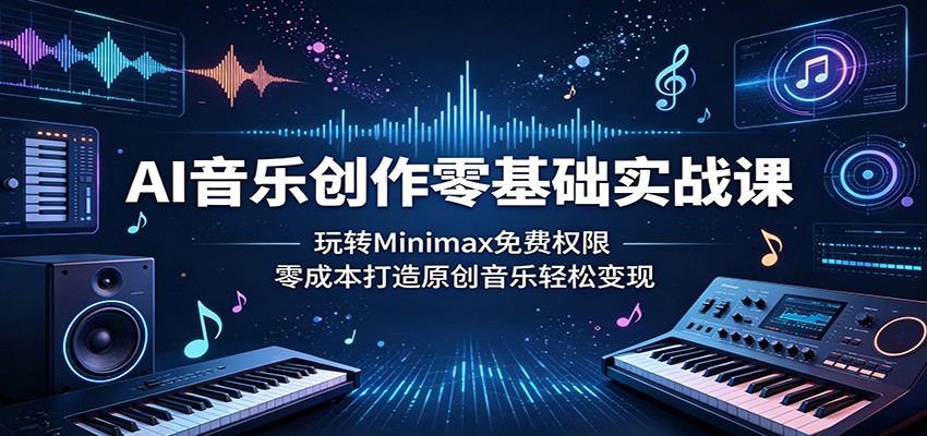 AI音乐创作零基础实战课：玩转Minimax免费权限，零成本打造原创音乐轻松变现-瀚洪创业网