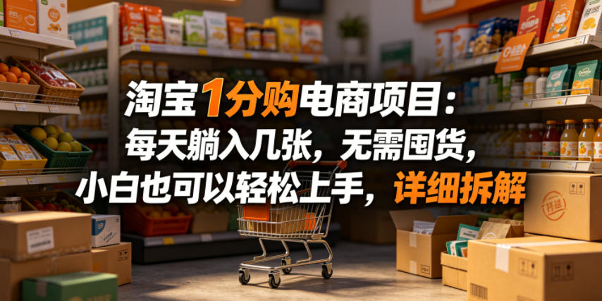 淘宝1分购电商项目：每天躺入几张，无需囤货，小白也可以轻松上手，详细拆解-瀚洪创业网