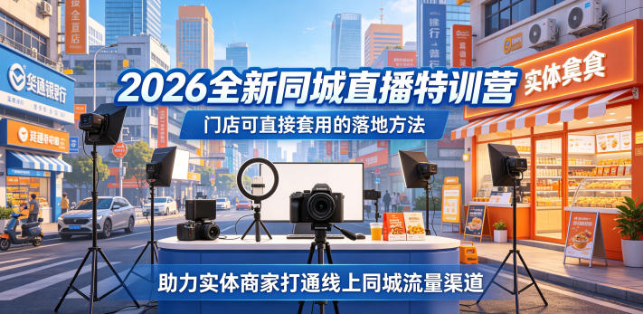 2026全新同城直播特训营，门店可直接套用的落地方法，助力实体商家打通线上同城流量渠道-瀚洪创业网
