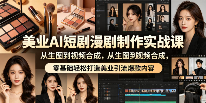 美业AI短剧漫剧制作实战课，从生图到视频合成，零基础轻松打造美业引流爆款内容-瀚洪创业网