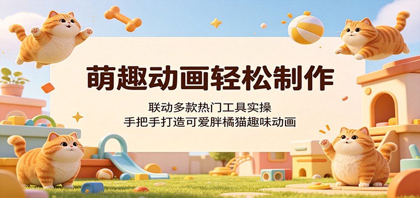 萌趣动画轻松制作，联动多款热门工具实操，手把手打造可爱胖橘猫趣味动画-瀚洪创业网