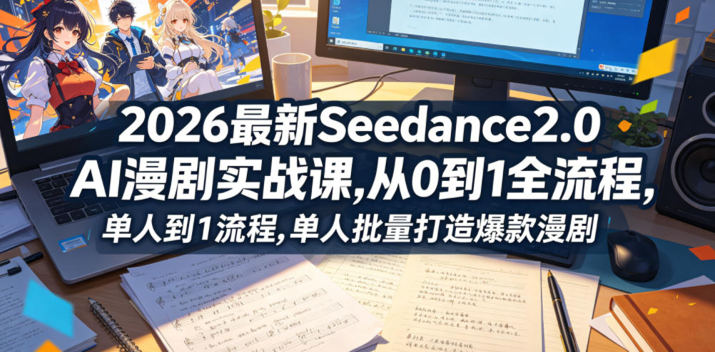 2026最新Seedance2.0 AI漫剧实战课,，从0到1全流程，单人批量打造爆款漫剧-瀚洪创业网