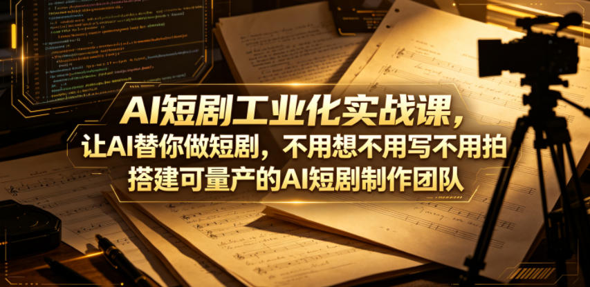 AI短剧工业化实战课，让AI替你做短剧，不用想不用写不用拍，搭建可量产的AI短剧制作团队-瀚洪创业网