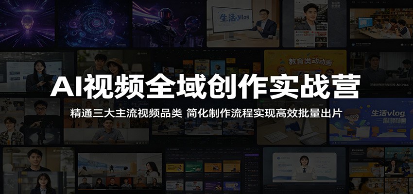 AI视频全域创作实战营：精通三大主流视频品类，简化制作流程实现高效批量出片-瀚洪创业网