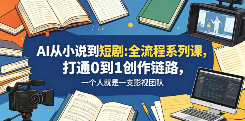 AI从小说到短剧全流程系列课，打通0到1创作链路，一个人就是一支影视团队-瀚洪创业网