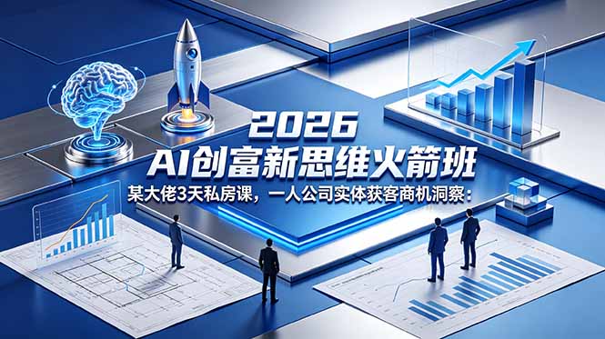 2026 AI 创富新思维火箭班：某大佬3天私房课，一人公司实体获客商机洞察-瀚洪创业网