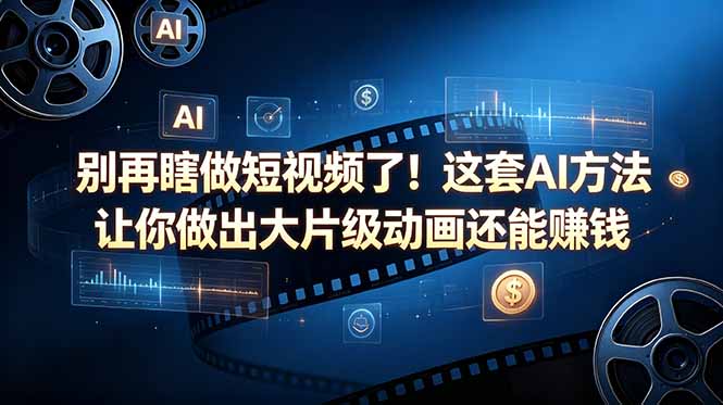 别再瞎做短视频了！这套 AI 方法让你做出大片级动画还能赚钱【原创双语字幕】-瀚洪创业网