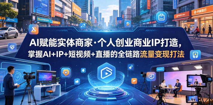 AI赋能实体商家·个人创业商业IP打造，掌握AI+IP+短视频+直播的全链路流量变现打法-瀚洪创业网