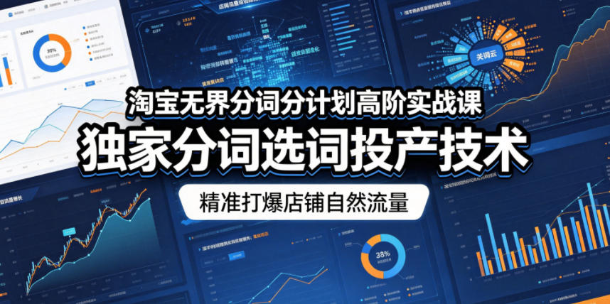 淘宝无界分词分计划高阶实战课，独家分词选词投产技术，精准打爆店铺自然流量-瀚洪创业网