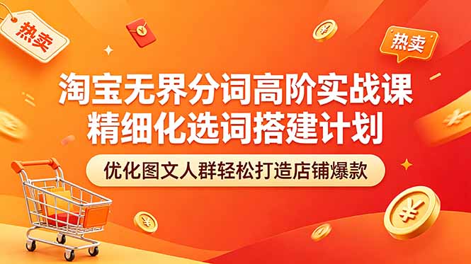 淘宝无界分词高阶实战课 精细化选词搭建计划 优化图文人群轻松打造店铺爆款-瀚洪创业网