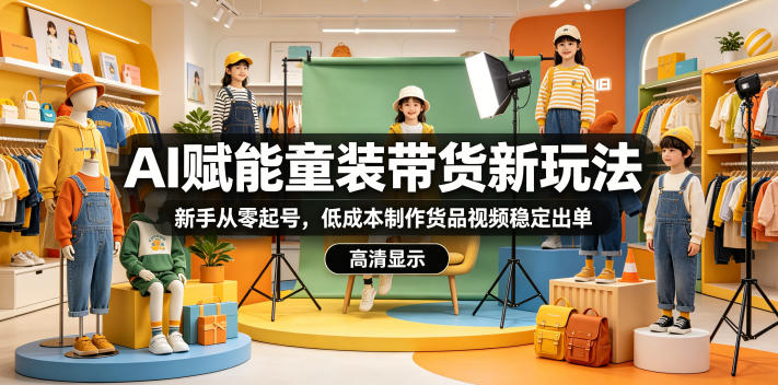 AI赋能童装带货新玩法，新手从零起号，低成本制作货品视频稳定出单-瀚洪创业网