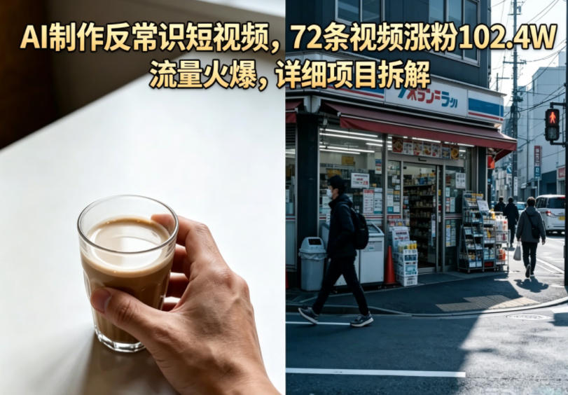 AI制作反常识短视频，72条视频涨粉102.4W，流量火爆，详细项目拆解-瀚洪创业网