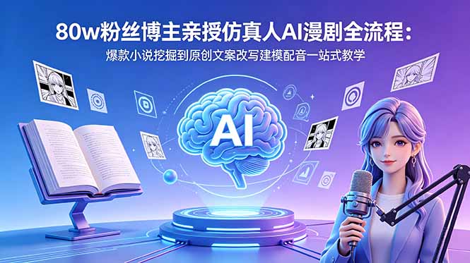 80w粉丝博主亲授仿真人AI漫剧全流程：爆款小说挖掘到原创文案改写建模配音一站式教学-瀚洪创业网