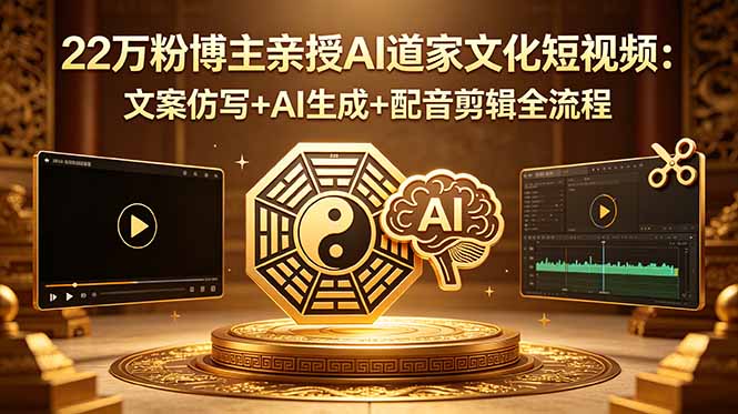 22万粉博主亲授AI道家文化短视频：文案仿写+AI生成+配音剪辑全流程-瀚洪创业网