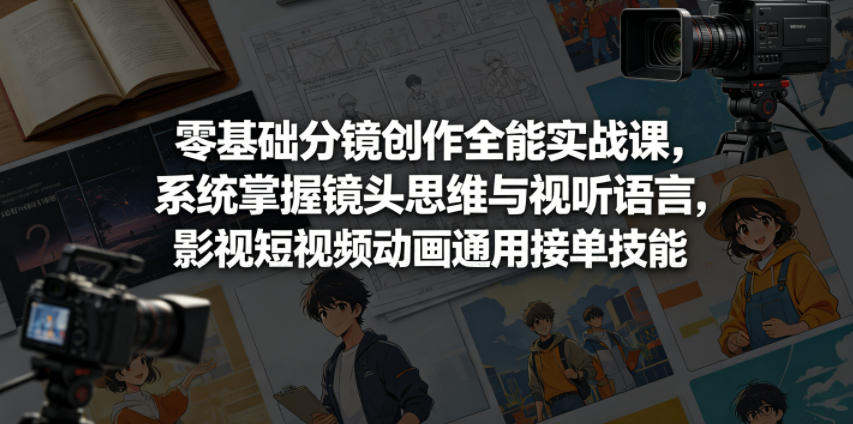 零基础分镜创作全能实战课，系统掌握镜头思维与视听语言，影视短视频动画通用接单技能-瀚洪创业网