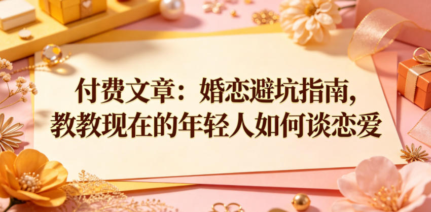 付费文章：婚恋避坑指南，教教现在的年轻人如何谈恋爱-瀚洪创业网