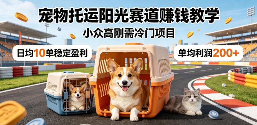 宠物托运阳光赛道賺钱教学，小众高刚需冷门项目，日均10单稳定盈利，单均利润200+-瀚洪创业网