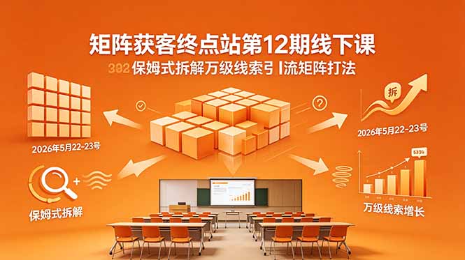 矩阵获客终点站第12期线下课 2026年5月22-23号 保姆式拆解万级线索引流矩阵打法-瀚洪创业网