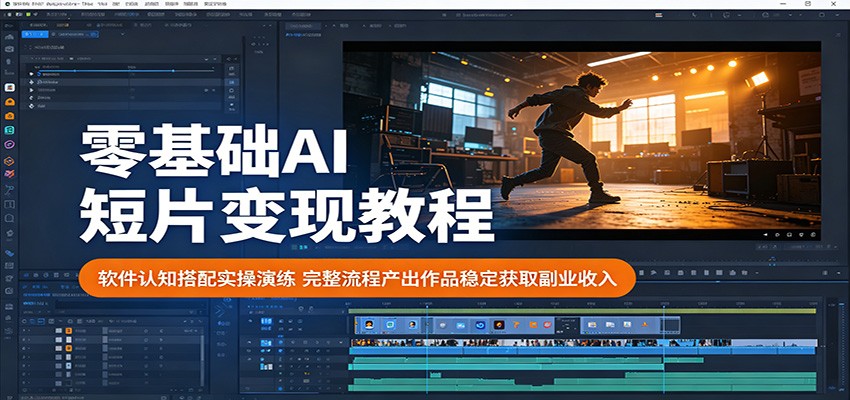 零基础AI短片变现教程：软件认知搭配实操演练，完整流程产出作品稳定获取副业收入-瀚洪创业网