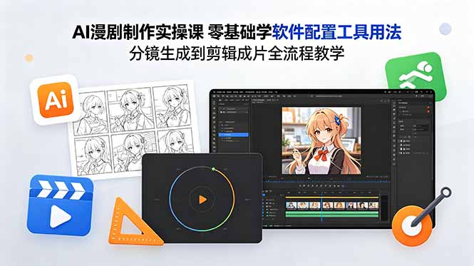 AI漫剧制作实操课 零基础学软件配置工具用法 分镜生成到剪辑成片全流程教学-瀚洪创业网