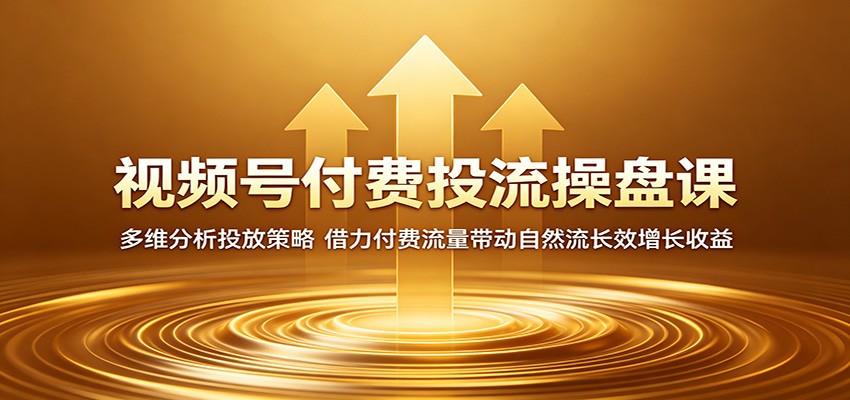 视频号付费投流操盘课：多维分析投放策略，借力付费流量带动自然流长效增长收益-瀚洪创业网