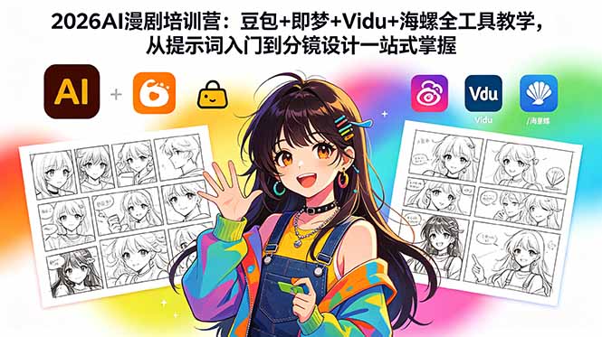 2026AI漫剧培训营：豆包+即梦+Vidu+海螺全工具教学，从提示词入门到分镜设计一站式掌握-瀚洪创业网