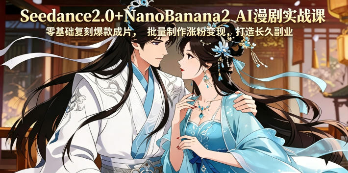 Seedance2.0+NanoBanana2 AI漫剧实战课，零基础复刻爆款成片涨粉变现，打造长久副业收益-瀚洪创业网