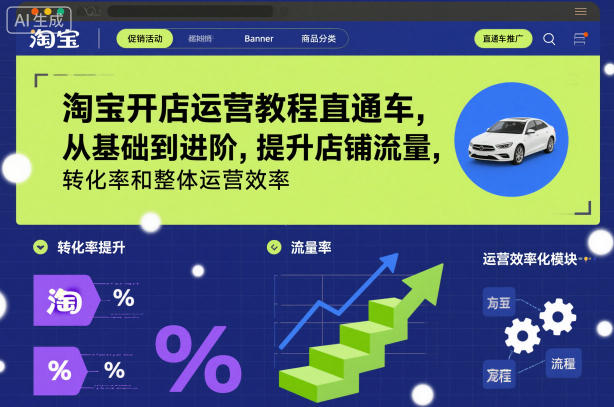 淘宝开店运营教程直通车，从基础到进阶，提升店铺流量，转化率和整体运营效率(更新26年05月27日)-瀚洪创业网