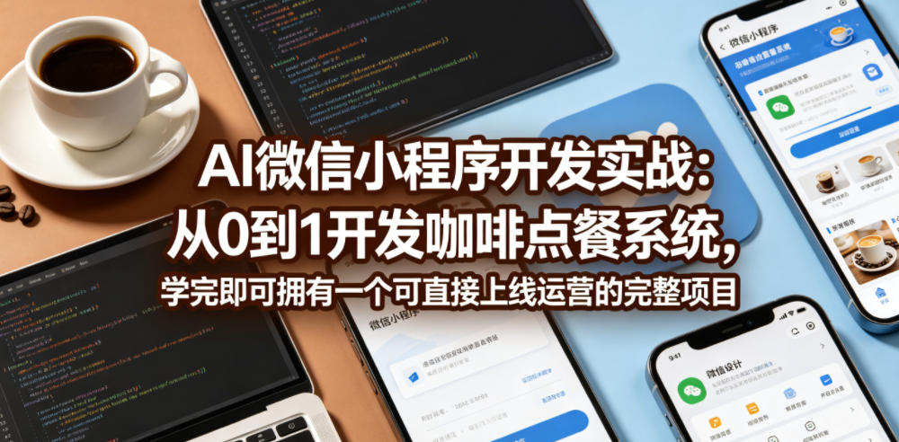 AI微信小程序开发实战：从0到1开发咖啡点餐系统，学完即可拥有一个可直接上线运营的完整项目-瀚洪创业网