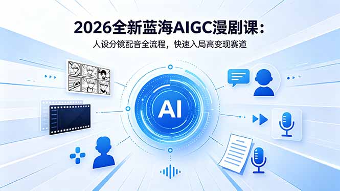 2026全新蓝海AIGC漫剧课：人设分镜配音全流程，快速入局高变现赛道-瀚洪创业网