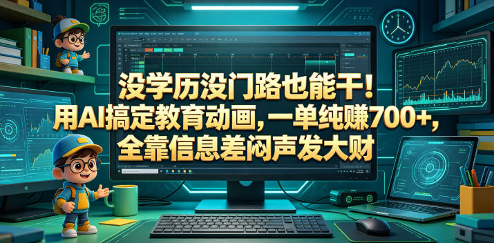 没学历没门路也能干！用AI搞定教育动画，一单纯賺700+，全靠信息差闷声发大财【揭秘】-瀚洪创业网