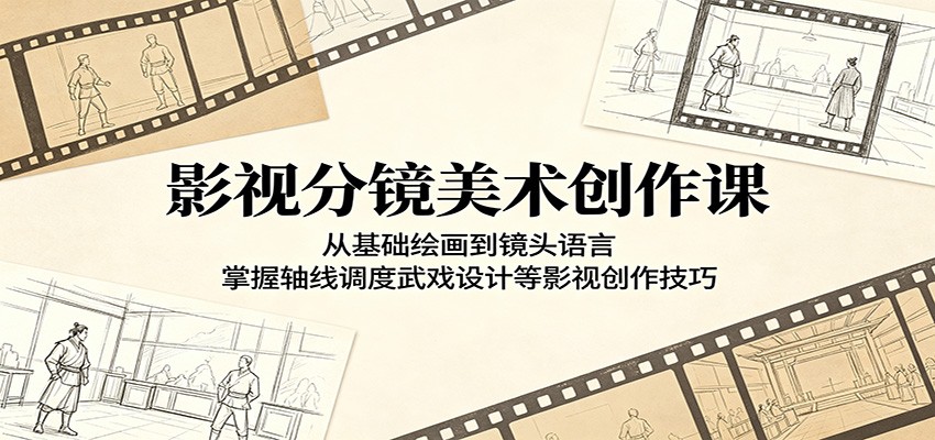 影视分镜美术创作课：从基础绘画到镜头语言，掌握轴线调度武戏设计等影视创作技巧-瀚洪创业网